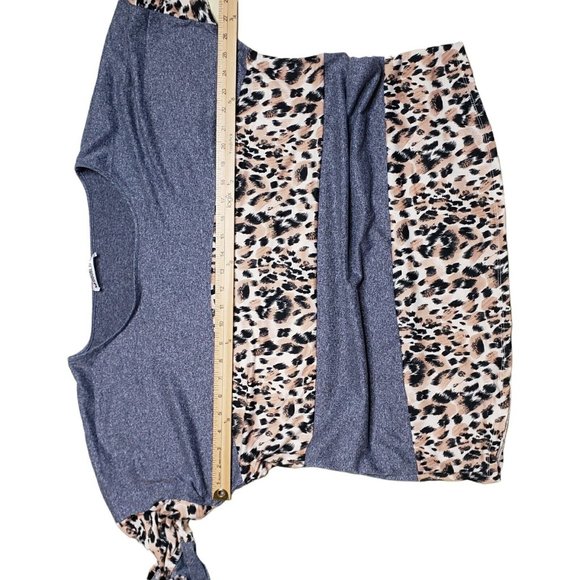 Doublju XL Long Sleeve Shirt Grey and Leopard Mixed Print Soft&Cozy - Picture 7 of 8